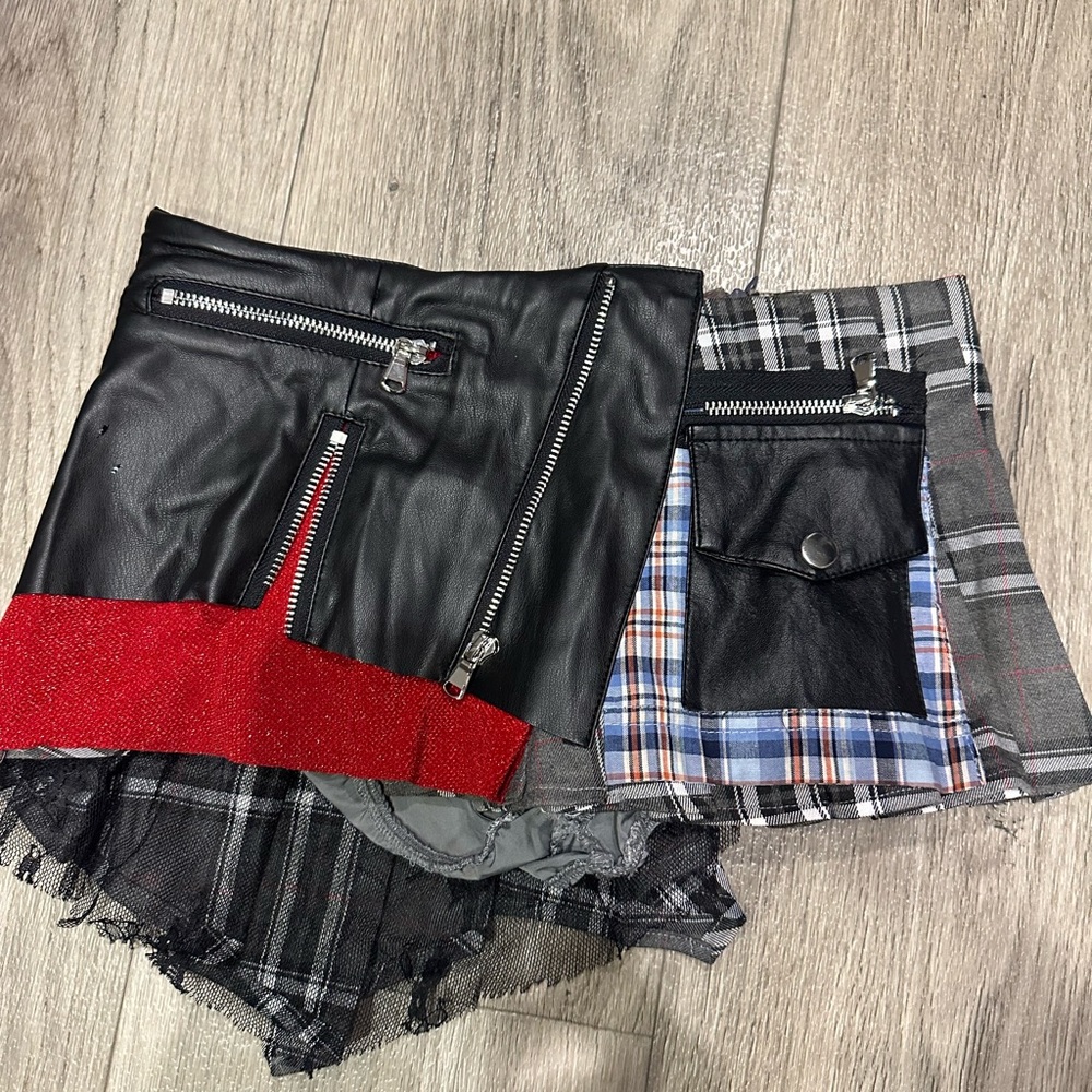 AKIRA Black and Red Plaid Skirt